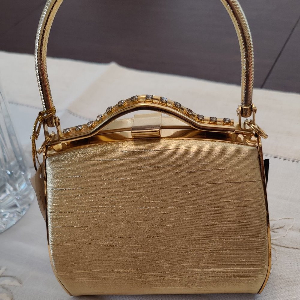 Gold and Diamond Accent Box Clutch